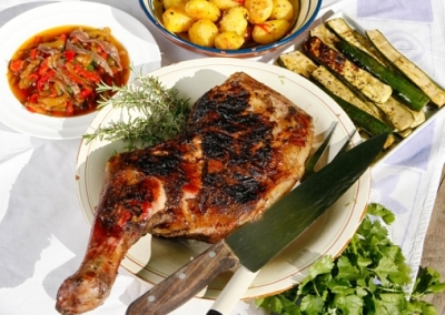 Barbecued rosemary lamb with salsa verde